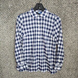Talbots Top‎ Womens P Petite XS Blue Popover Blouse Semi Sheer Collared Casual